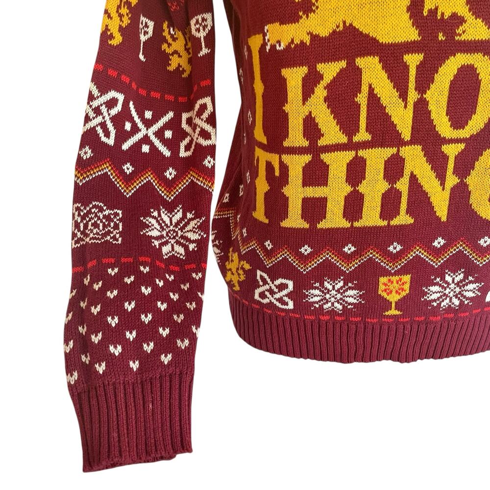 Game of Thrones I Drink and I Know Things Ugly Christmas Sweater Red Size Small - Picture 4 of 10